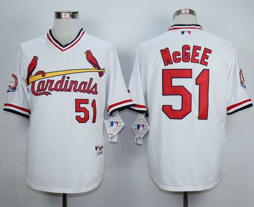 Cardinals #51 Willie McGee White 1982 Turn Back The Clock Stitched MLB Jersey